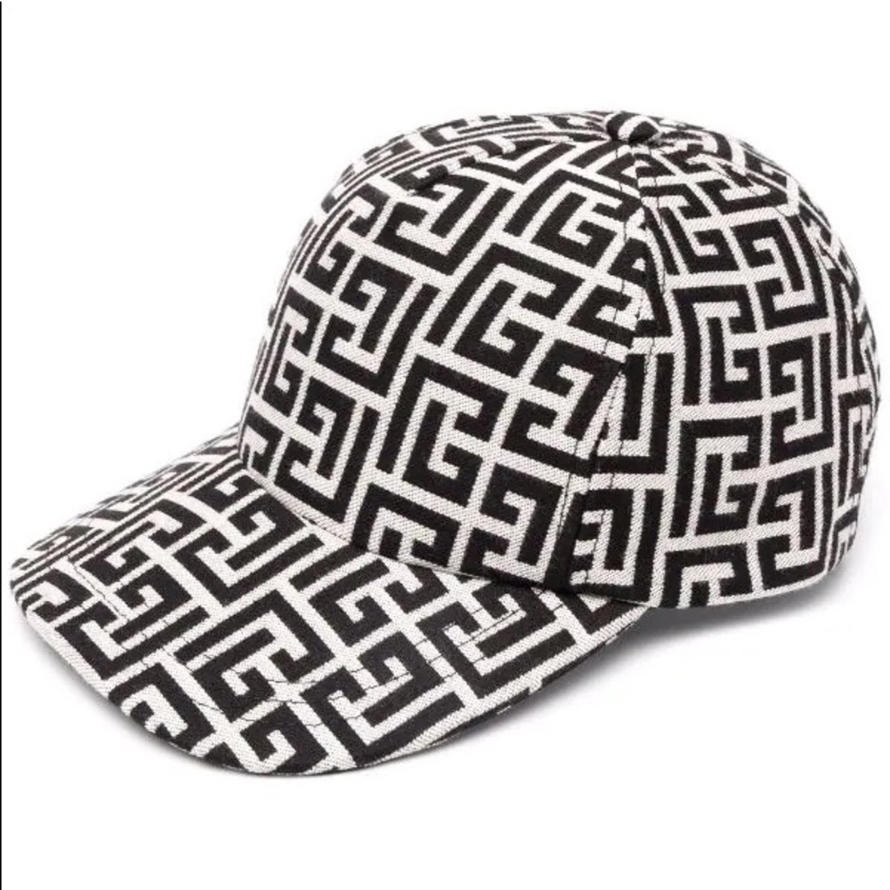 Balmain Monogram Print Baseball Hat with Original Box
